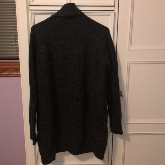 Express Womens Wool Blend Cowl Neck Hi Lo Split Hem Sweater Size S Dark Green - Picture 4 of 5